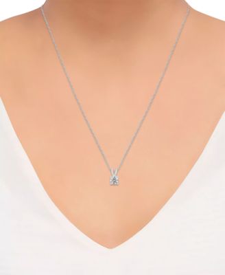 GIA Certified Diamond Solitaire 18" Pendant Necklace (1 ct. t.w.) in 14k White Gold