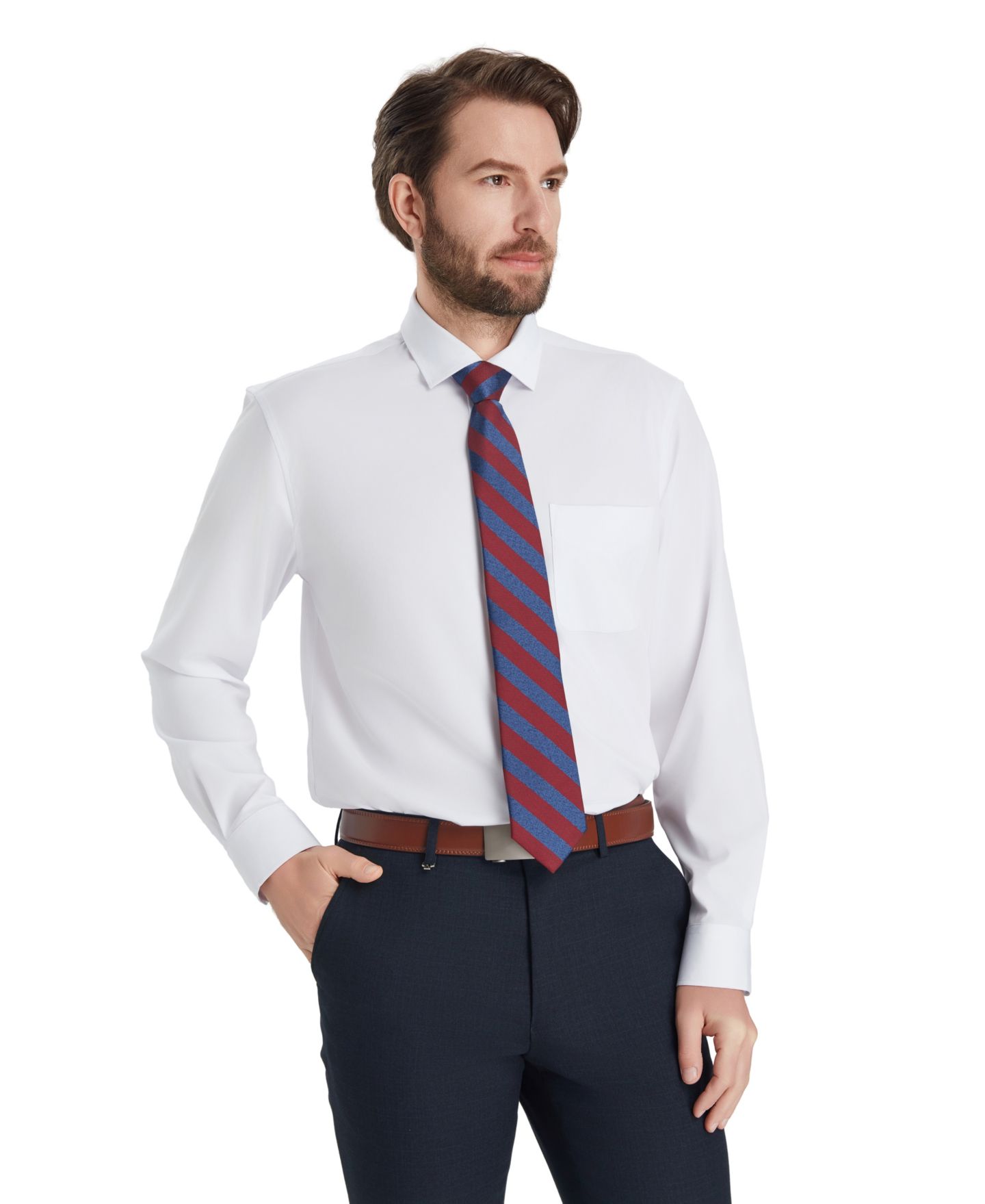Мужская рубашка Club Room Regular-Fit Solid Dress Shirt, цвет: Белый комбинированный — фото 1