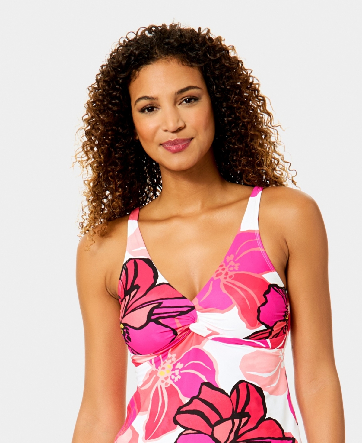 Anne Cole Women's Front Flounce Printed Tankini Top