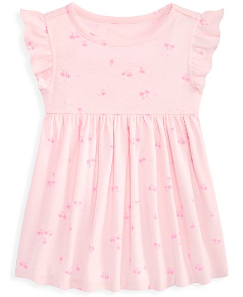 Платье First Impressions Palm Tree-Print Dress для девочек-малышей, цвет: Розовый