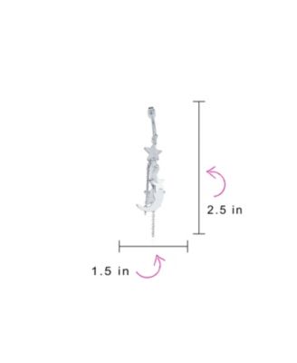 Celestial Crescent Moon & Stars Charms Large Hoop Stud Earrings Stainless Steel