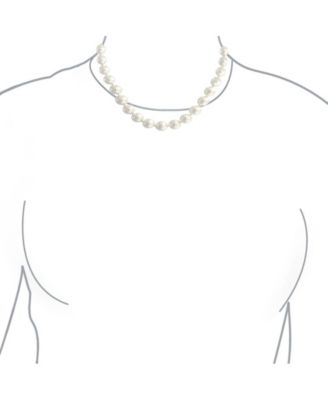 Classic Faux 10MM White Pearl Strand Necklace Crystal Ball Clasp 16 Inch