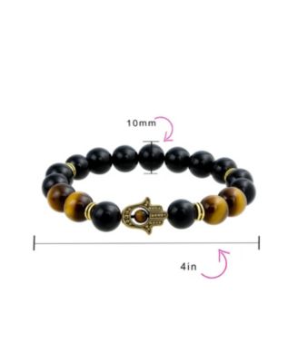Spiritual Talisman Amulet Natural Stones Hamsa Hand Charm Stretch Bracelet