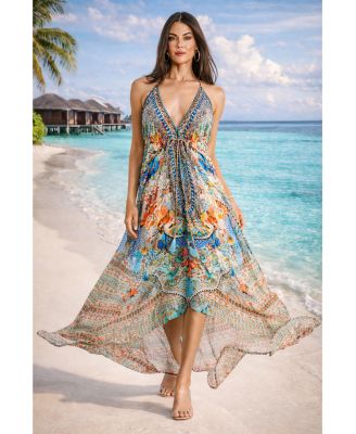 Women's Maxi Tribal Print Halterneck Dress