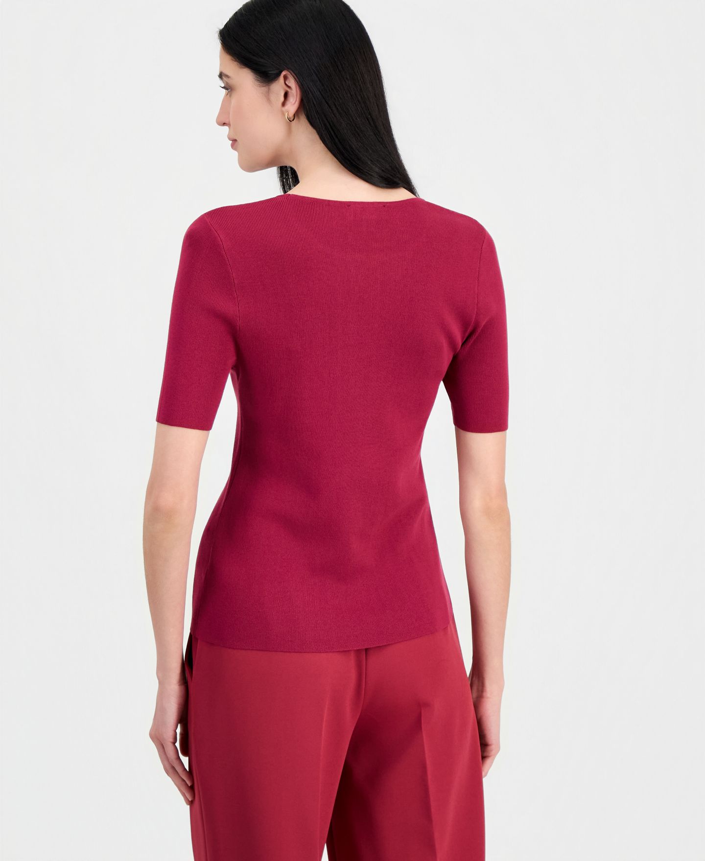 Женский свитер Tahari ASL Short-Sleeve Sweater T-Shirt, цвет: Ягодный — фото 2