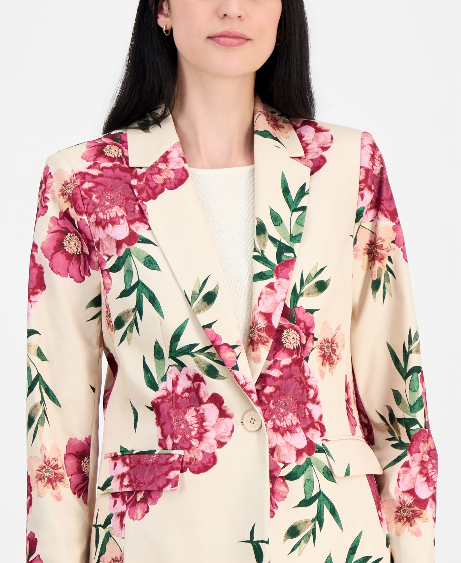 Women's Floral One-Button Blazer