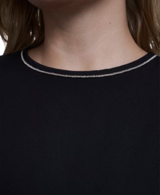 Plus Size Crew Neck Long-Sleeve Blouse