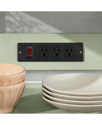 Kitchen Cart with Cabinet, Drawer, Pull-out Shelf, 3 Outlets