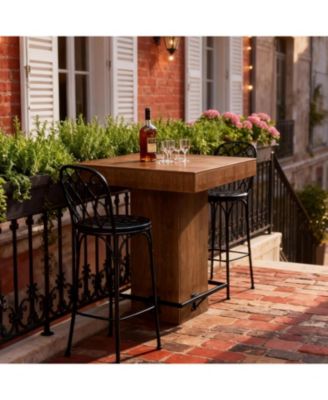 37.4" H Square Bar Table, Wooden Bistro Pub Table with Metal Footrest