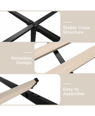 Corduroy Full Bed Frame with Headboard Platform 4 Storage Drawers Wood Slats No Box Spring