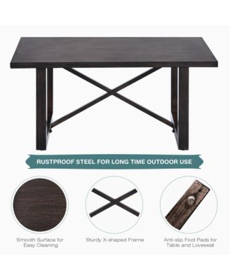 2PCS Patio Loveseat & Table Set Cushioned Outdoor Conversation Furniture Set