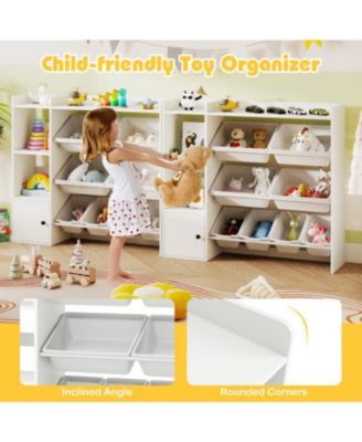 Children s Toy Organizer with Bookshelf and Cabinet Door