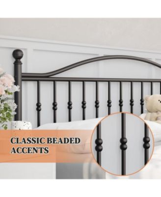 Size Metal Platform Bed Frame with Victorian Style Wrought Iron-Art Headboard and Footboard,Mattress Foundation,Under Bed Storage,Noise Free