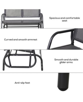 2-Person Outdoor Glider Bench, Patio Double Swing Rocking Chair Loveseat w/ Powder Coated Steel Frame