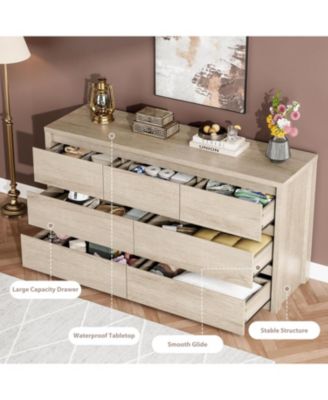 7 Drawer Wood Dresser for Bedroom, Wide Modern Chest with Large Storage for Living Room, Hallway, Entryway