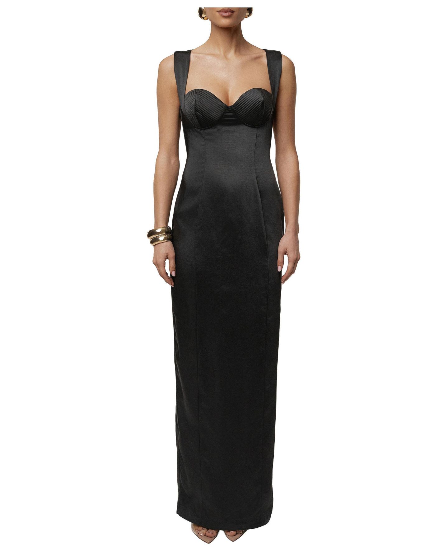 Женское платье JLUXLABEL Amour Satin Maxi, цвет: Чёрный — фото 1
