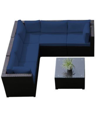 6PCS Rattan Patio Sectional Sofa Conversation Set Outdoor w/ Cushions