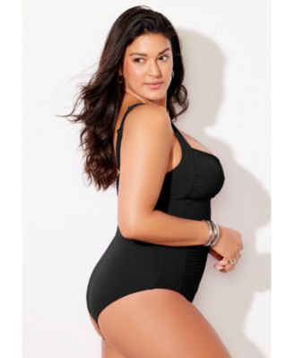 Women's Ruched Twist Front One Piece Swimsuit