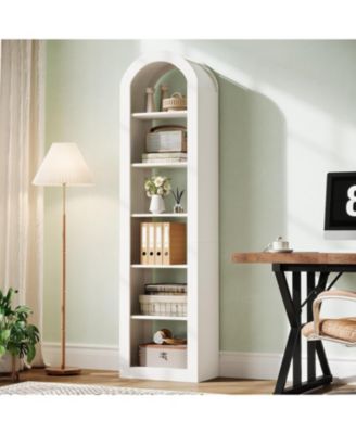 74.8" Tall Arched Bookshelf, 6-Tier Narrow Open Bookcase(1 PC)