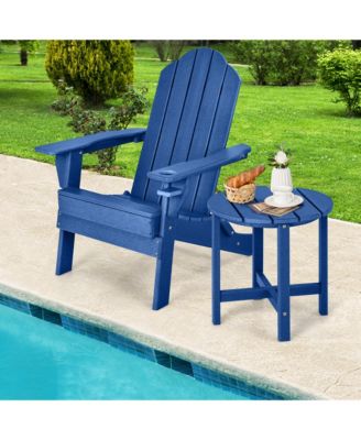 2Pcs Patio Adirondack Side Table Weather Resistant HDPE Garden
