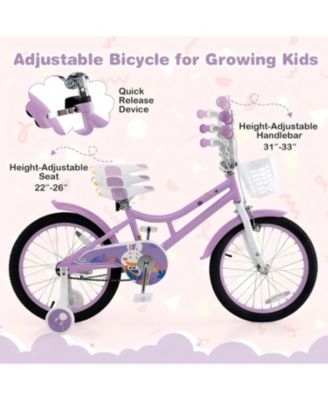  Girl Bike with Basket with Detachable Training Wheels for 4-8 Years Old