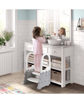 2-in-1 Toilet Seat with Step Stool, Potty Chair Attachment, Adjustable Seat and Step Ladder