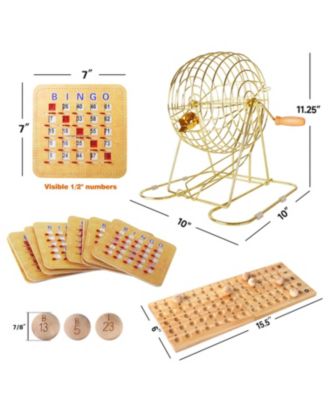 Bingo Game Set with 8" Bingo Cage and Master Board, 75 Bingo Balls, 10 Shutter Bingo Cards