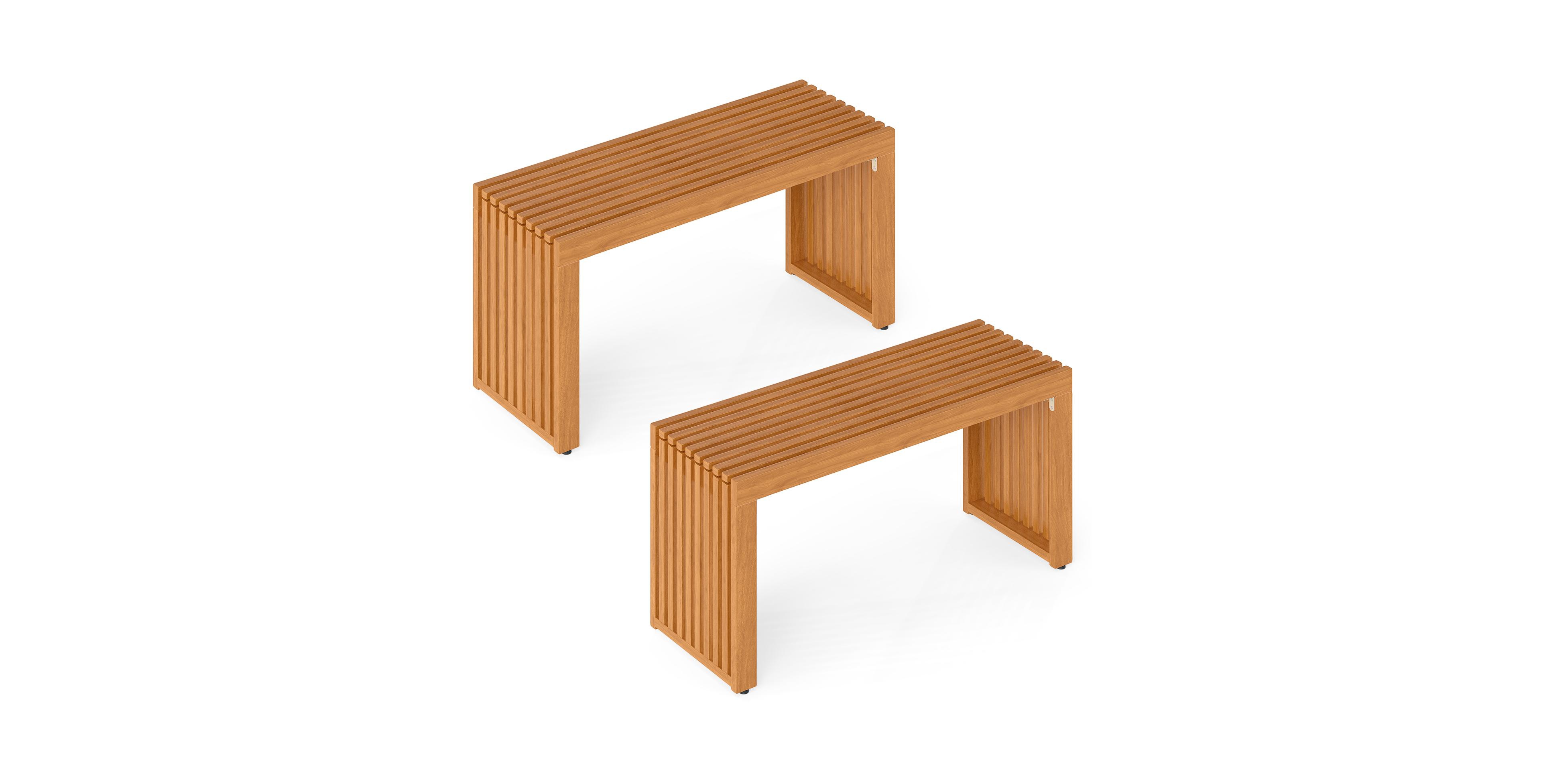 Gymax 2 Pcs 36 Inch Patio Bench All-Slat Acacia Wood Loveseat for 2 People 800 lbs Capacity
