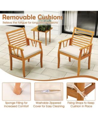 2-Piece Patio Dining Chair Set in Acacia Wood with Armrests
