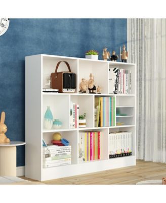 Wooden 10-Shelf Freestanding Standard Bookcase