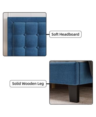 Full Square Metal Platform Bed- Wood Slats Support Easy Assembly No Box Spring Needed