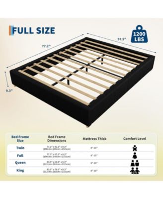 Cloud Bed Frame，Corduroy Low Bed Frame Without Headboard, Thick Fabric Upholstered Platform Bed, Solid Wood Legs, No Box Spring Needed