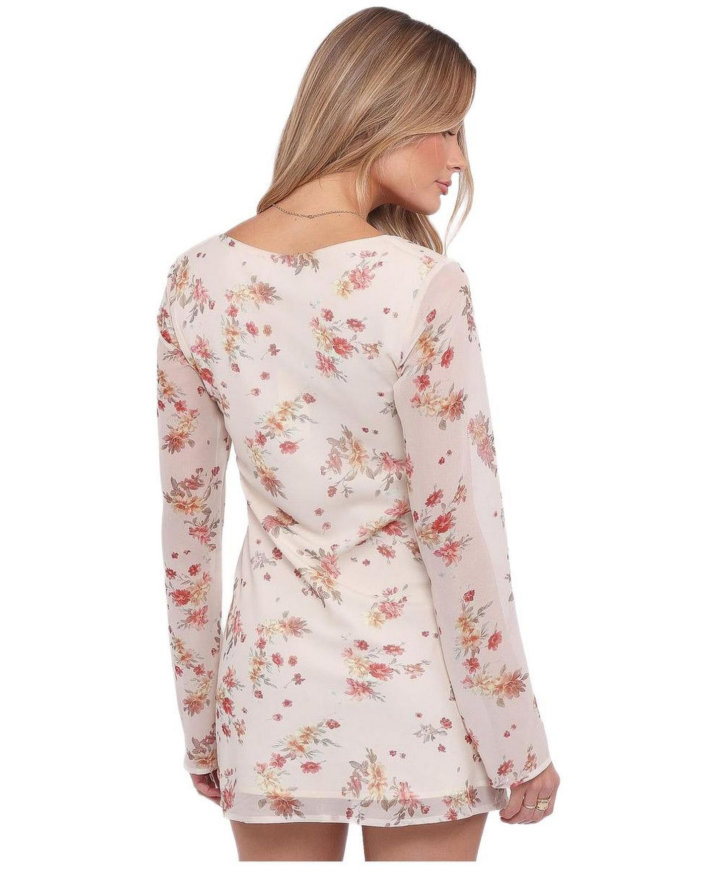 Женское платье Petal and Pup Everlyn Long Sleeve Mini, цвет: Кремовый с принтом — фото 2