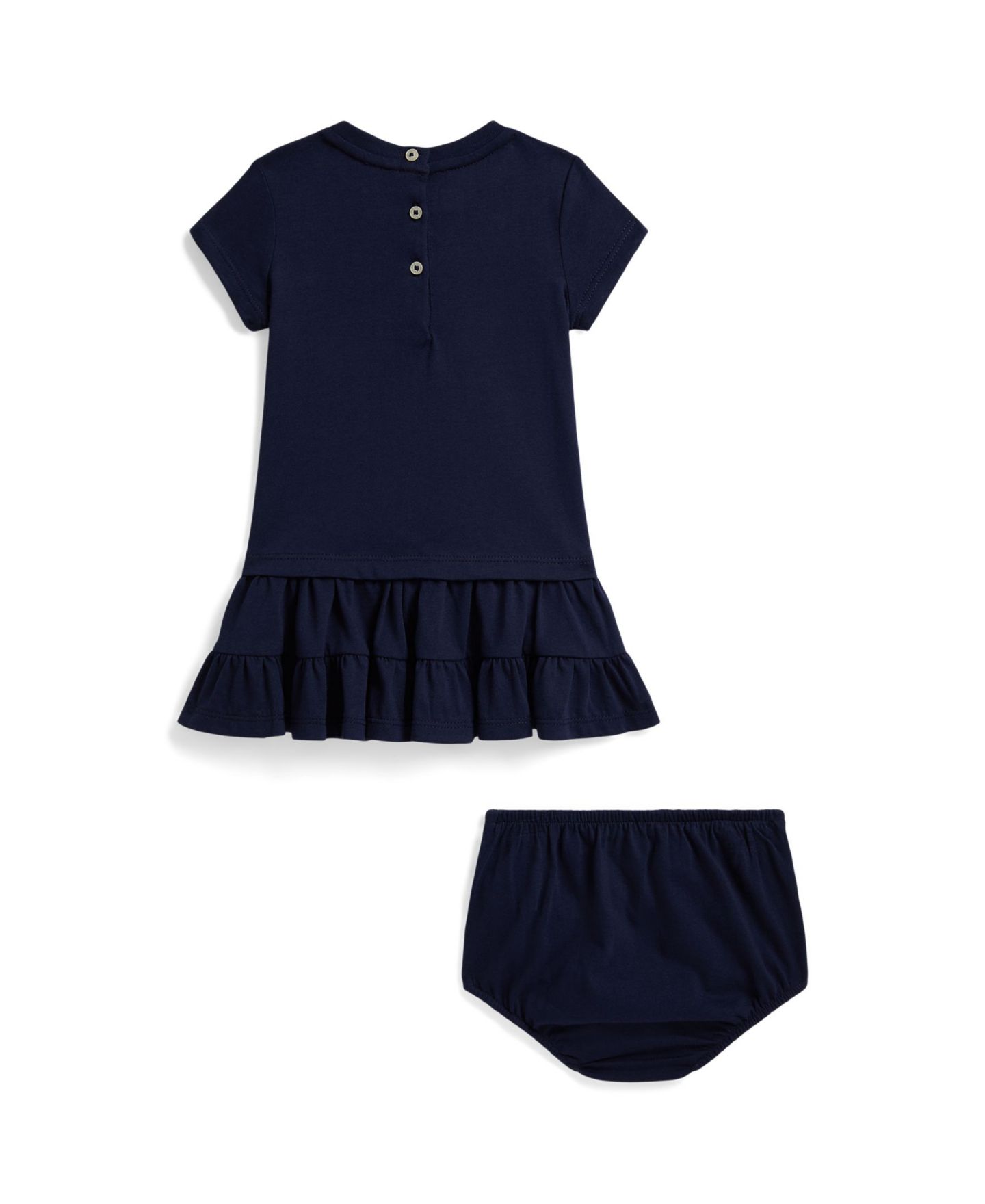 Детский комплект Polo Ralph Lauren Polo Bear для девочки: ярусное платье и панталоны, цвет: Тёмно-синий — фото 2