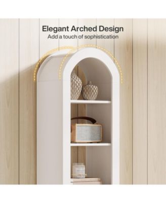 6-Tier Narrow Bookshelf, 74.8" Tall Arched Bookshelf, for Small Space, Home Office(2 PCS)