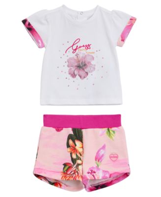 Baby Girls' Short-Sleeve T-Shirt and Shorts, 2-Piece Set