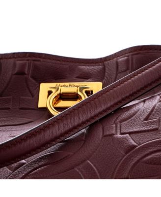 Large Trifolio Tote Gancini Embossed Leather