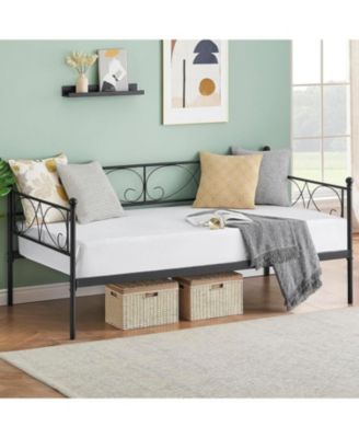 Daybed Frame with Headboard Heavy Duty Metal Slats Mattress Foundation Space-Saving Sofa Bed