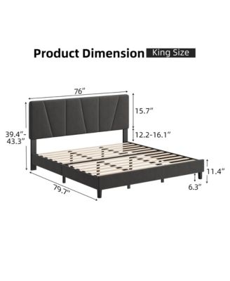  King Bed Frame with Headboard- Strong Wood Slats Easy Assembly No Box Spring Needed