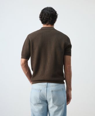 Men's Cotton Structured Knit Buttons Polo Shirt