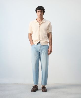 Men's Cotton Structured Knit Buttons Polo Shirt