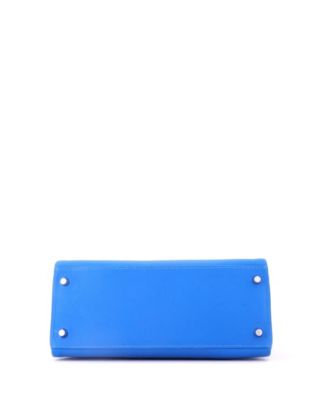 Kelly 28 Handbag Blue Evercolor with Palladium Hardware
