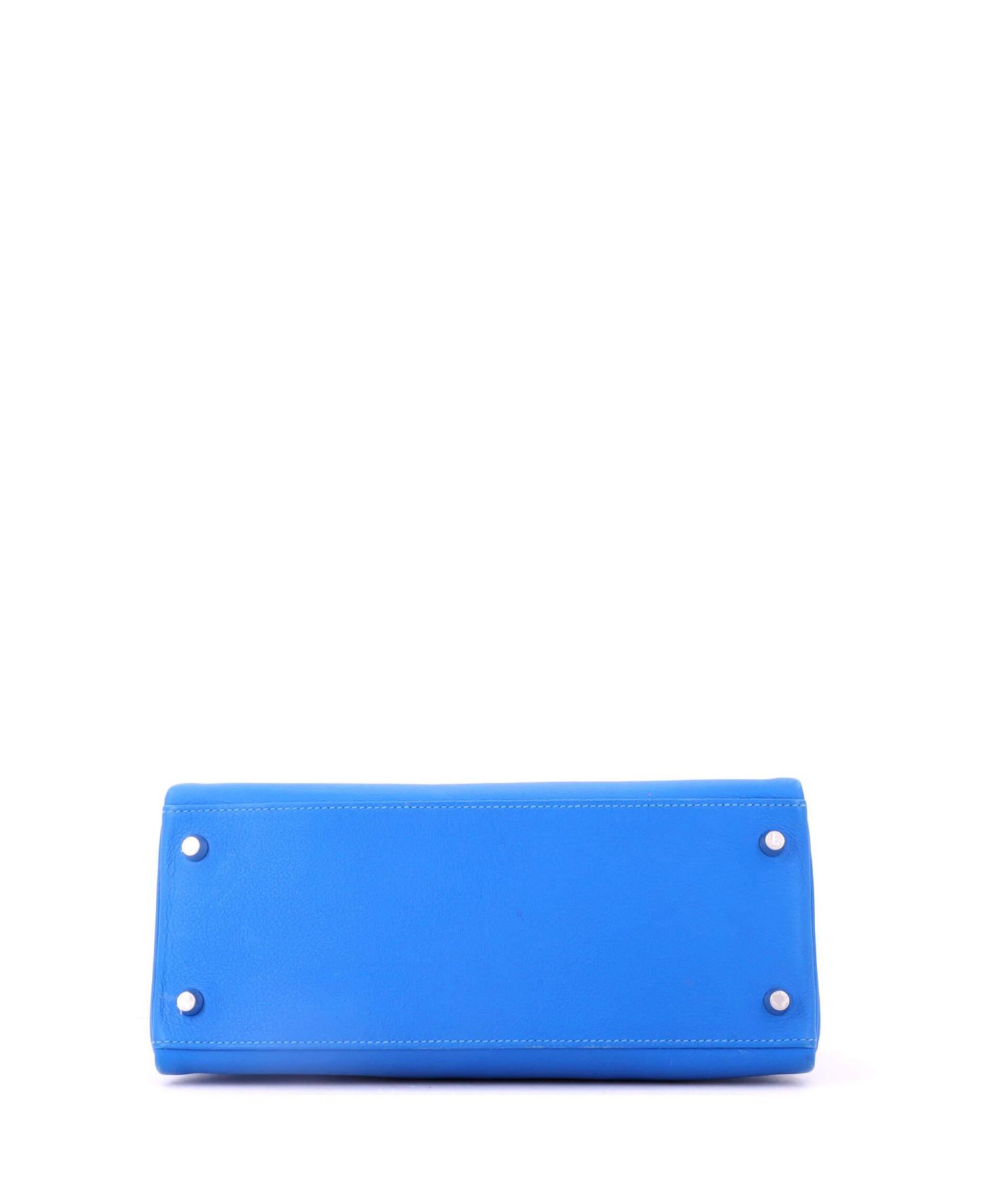 Kelly 28 Handbag Blue Evercolor with Palladium Hardware