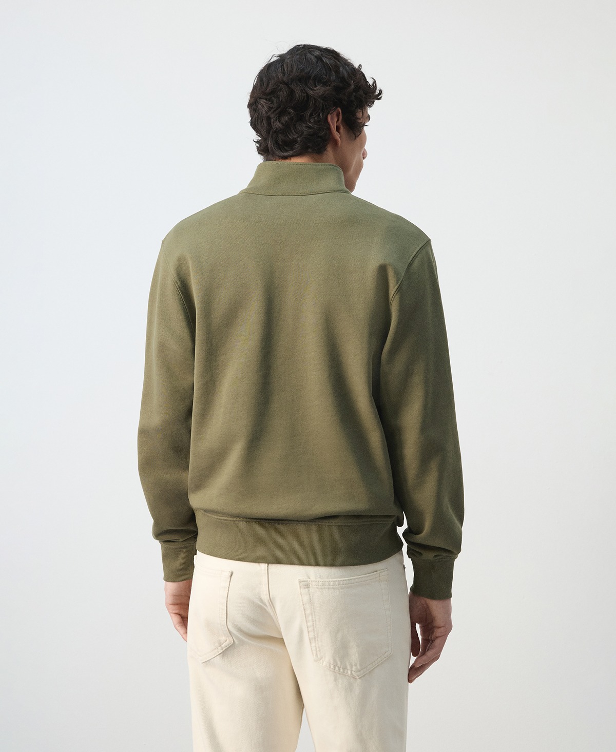 Mango Men's Cotton Zip-Neck Sweatshirt