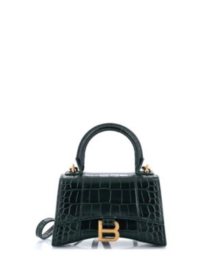 XS Hourglass Top Handle Bag Embossed Leather