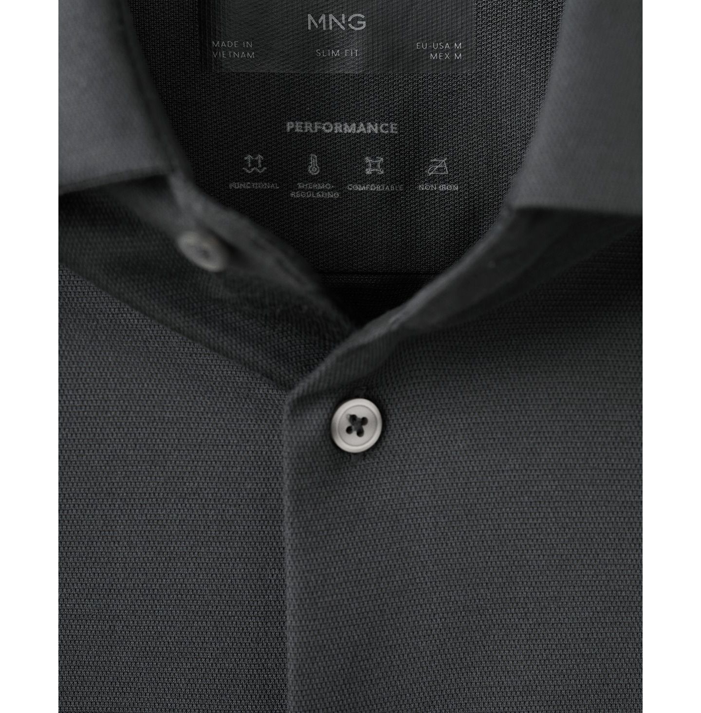 Мужская рубашка MANGO Comfort Stretch Non-Iron, цвет: Угольный — фото 3