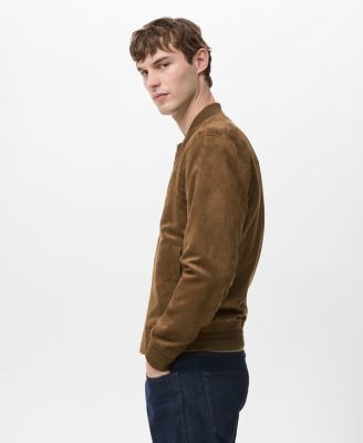 Men's Suede-Effect Bomber Jacket
