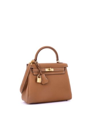 Kelly 25 Handbag Brown Togo with Gold Hardware