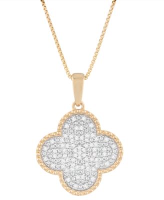 Men's Clover Diamond Pendant Necklace (1/2 ct. t.w.) in 14k Gold-Plated Sterling Silver