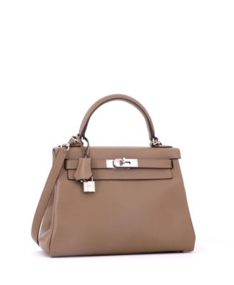 Kelly 28 Handbag Brown Evercolor with Palladium Hardware